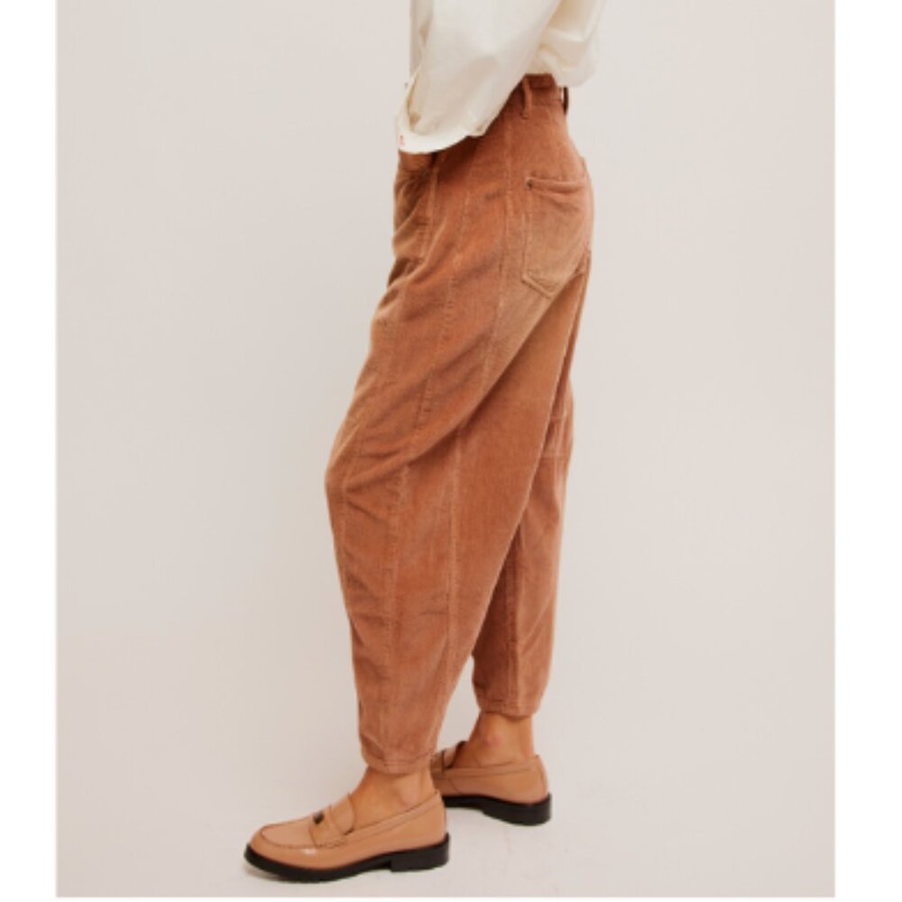 FREE PEOPLE We The Free Good Luck Cord Barrel Jeans / Emperador - Picture 3 of 5